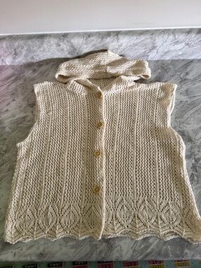 Ariella Cream Hooded Knit Button-Front Vest